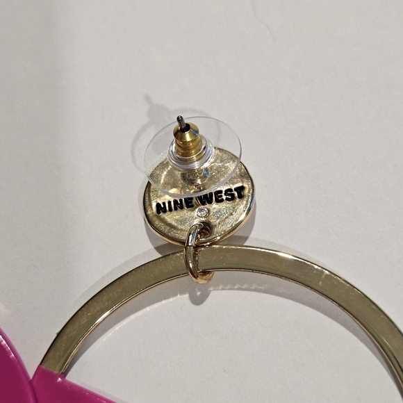 NEW Nine West Pink Gold Earrings 80s Y2K Retro Colorblock Geometric Statement - Picture 5 of 6